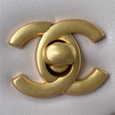 Cha.nel Mini Flap Bag Lambskin With Ball Gold Tone Metal Nude AS1787