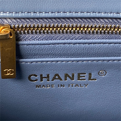 Cha.nel Mini Flap Bag Lambskin With Ball Gold Tone Metal Blue AS1787