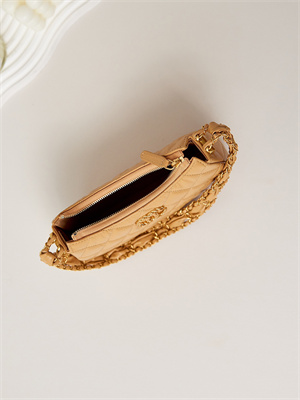 Cha.nel Mini Hobo Bag Aged Calfskin Gold Tone Metal Brown AS3647