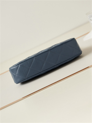 Cha.nel Hobo Bag Aged Calfskin Gold Tone Metal Navy AS4422