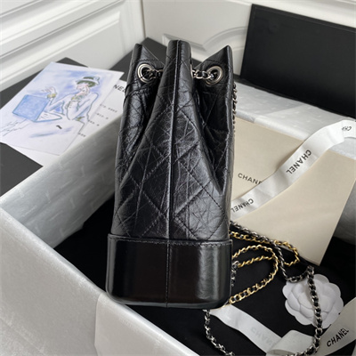 Cha.nel Gabrielle Backpack Aged Calfskin Ruthenium-Finish Metal Black A94485