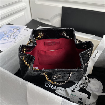 Cha.nel Gabrielle Backpack Aged Calfskin Ruthenium-Finish Metal Black A94485