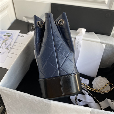 Cha.nel Gabrielle Backpack Aged Calfskin Ruthenium-Finish Metal Blue A94485