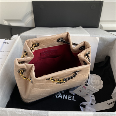 Cha.nel Gabrielle Backpack Aged Calfskin Ruthenium-Finish Metal Beige A94485