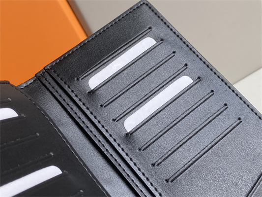 L.V Brazza Wallet Monogram Seal Cowhider Leather Black M80503