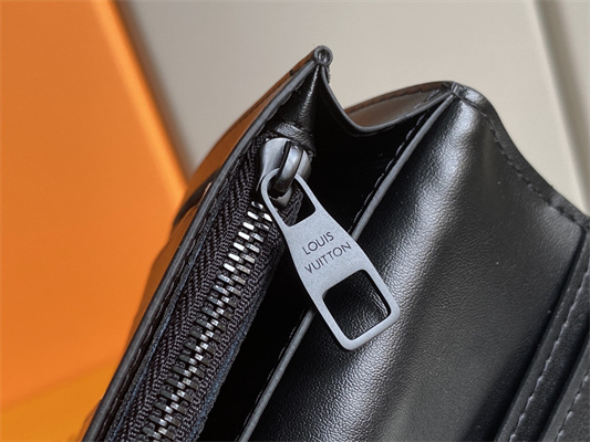 L.V Brazza Wallet Monogram Seal Cowhider Leather Black M80503