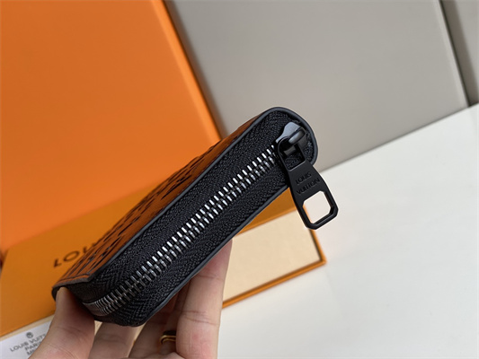 L.V Zippy Wallet Vertical Monogram Seal Cowhider Leather Black M80505