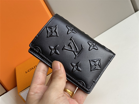 L.V Pocket Organizer Monogram Seal Cowhider Leather Black M80508
