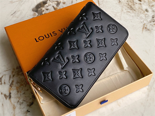 L.V Zippy Wallet Monogram Embossed Lambskin Black M81510