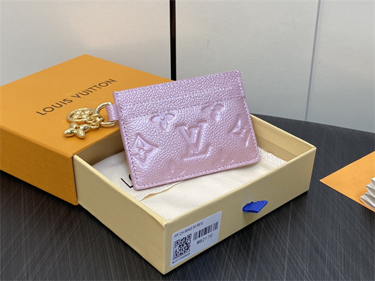 L.V Charms Card Holder Monogram Empreinte Iridescent Pink M82132