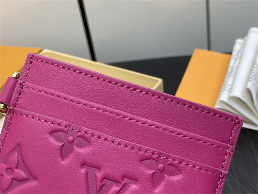 L.V Card Holder Monogram Embossed Lambskin Fuchsia M82738