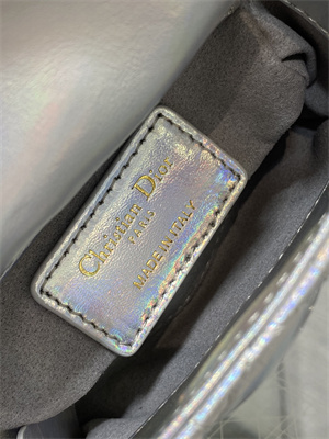CD Micro Lady Di.or Bag Cannage Lambskin Gold Tone Metal Silver
