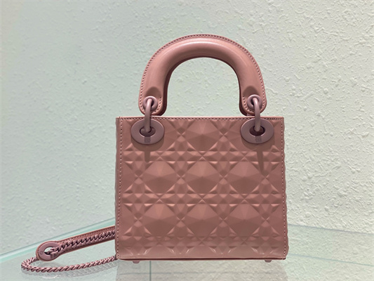CD Mini Lady Di.or Bag Cannage Calfskin With Diamond Motif  Pink