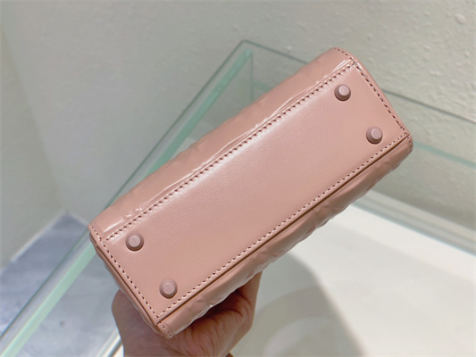 CD Mini Lady Di.or Bag Cannage Calfskin With Diamond Motif  Pink