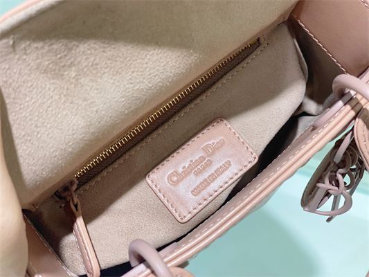 CD Mini Lady Di.or Bag Cannage Calfskin With Diamond Motif  Pink