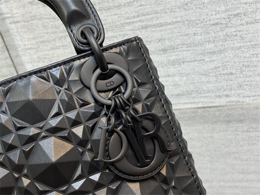 CD Mini Lady Di.or Bag Cannage Calfskin With Diamond Motif Black