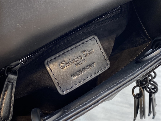 CD Mini Lady Di.or Bag Cannage Calfskin With Diamond Motif Black