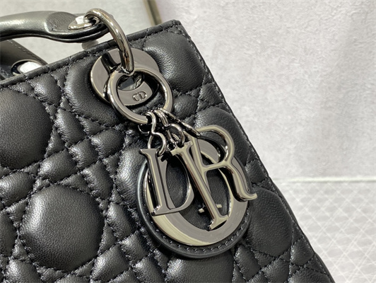 CD Small Lady Di.or My ABCDior Bag Cannage Lambskin Guncolor Tone Metal Black