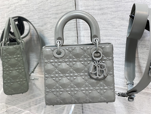CD Small Lady Di.or My ABCDior Bag Cannage Calfskin With Diamond Motif Grey