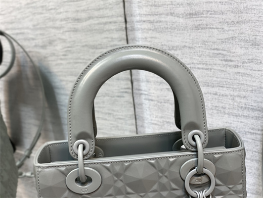 CD Small Lady Di.or My ABCDior Bag Cannage Calfskin With Diamond Motif Grey