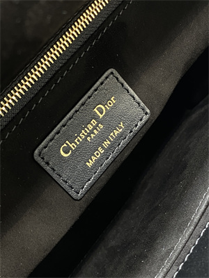 CD Medium Lady Di.or Bag Cannage Lambskin Gold Tone Metal Black