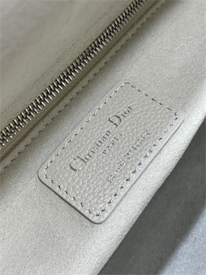 CD Medium Lady Di.or Bag Cannage Grained Calfskin Silver Tone Metal Cream