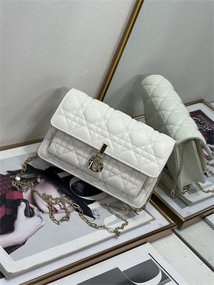 CD Miss Dior Chain Pouch Cannage Lambskin Latte