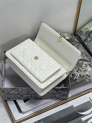 CD Miss Dior Chain Pouch Cannage Lambskin Latte