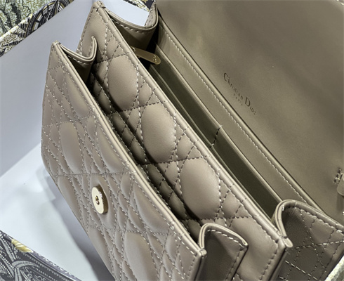 CD Miss Dior Chain Pouch Cannage Lambskin Taupe