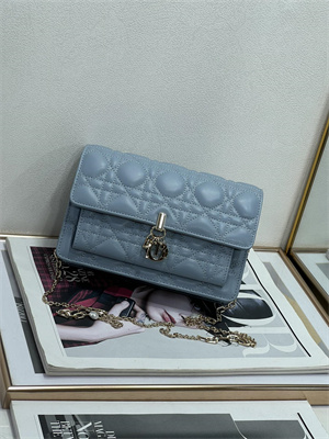CD Miss Dior Chain Pouch Cannage Lambskin Cloud Blue