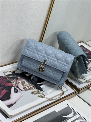 CD Miss Dior Chain Pouch Cannage Lambskin Cloud Blue