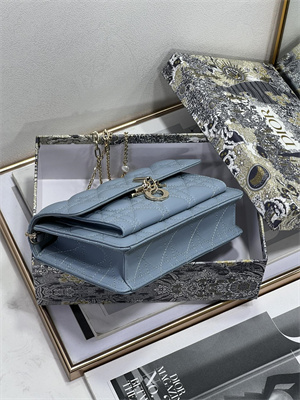 CD Miss Dior Chain Pouch Cannage Lambskin Cloud Blue