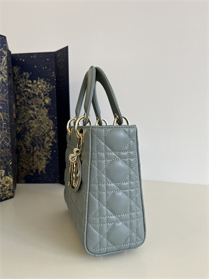 CD Small Lady Di.or My ABCDior Bag Cannage Lambskin Gold Tone Metal Stone Grey
