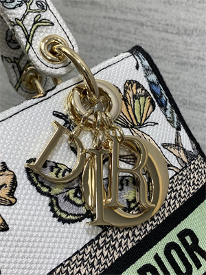 CD Medium Lady Di.or D-Lite Bag Toile de Jouy Mexico Embroidery White Multicolor