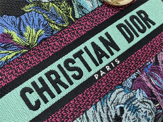 CD Medium Lady Di.or D-Lite Bag Toile de Jouy Voyage Embroidery Green