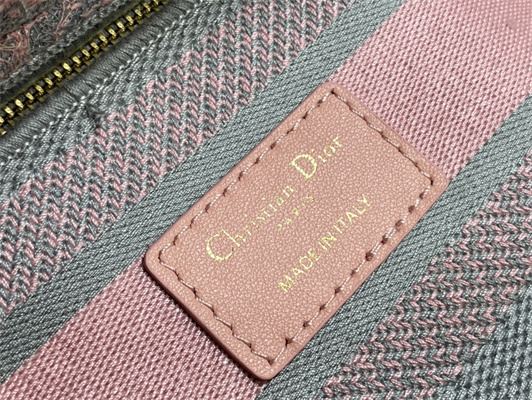 CD Medium Lady Di.or D-Lite Bag Toile de Jouy Embroidery Grey And Pink