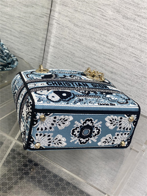 CD Medium Lady Di.or D-Lite Bag Butterfly Bandana Embroidery Denim Blue Multicolor