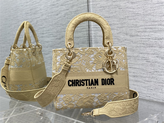 CD Medium Lady Di.or D-Lite Bag Nature D-Lace Macram?? Embroidery