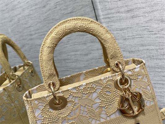 CD Medium Lady Di.or D-Lite Bag Nature D-Lace Macram?? Embroidery