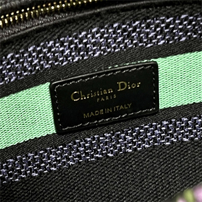 CD Medium Lady Di.or D-Lite Bag Toile de Jouy Embroidery Purple Multicolor