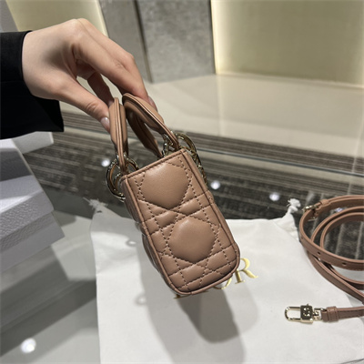 CD Lady D-Joy Micro Bag Cannage Lambskin Gold Tone Metal Rose Pink