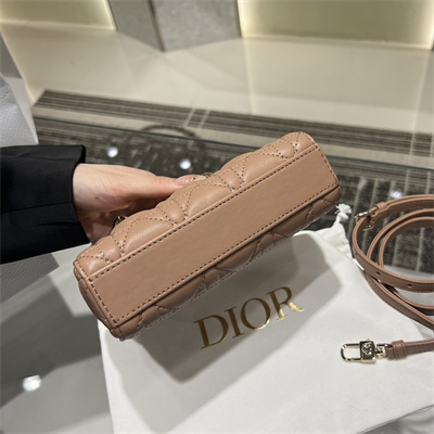 CD Lady D-Joy Micro Bag Cannage Lambskin Gold Tone Metal Rose Pink