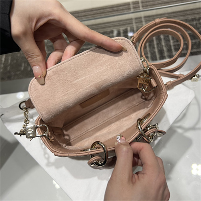 CD Lady D-Joy Micro Bag Cannage Lambskin Gold Tone Metal Rose Pink