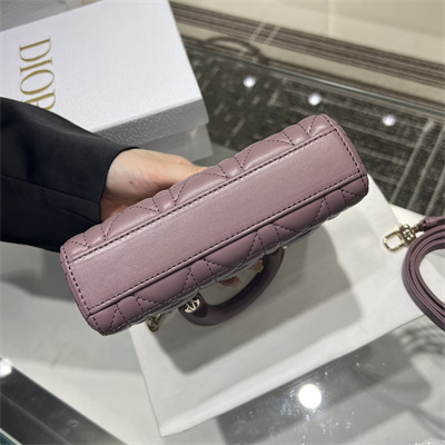 CD Lady D-Joy Micro Bag Cannage Lambskin Gold Tone Metal Peony Pink