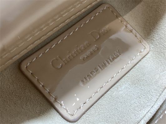 CD Lady D-Joy Micro Bag Patent Cannage Calfskin Gold Tone Metal Nude Pink