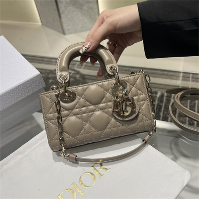 CD Lady D-Joy Micro Bag Cannage Lambskin Gold Tone Metal Taupe