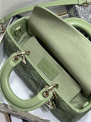 CD Small Lady D-Joy Bag Cannage Lambskin Gold Tone Metal Green