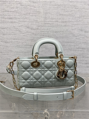 CD Small Lady D-Joy Bag Cannage Lambskin Gold Tone Metal Placid Blue