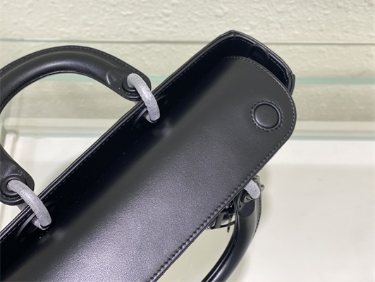 CD Medium Lady D-Joy Bag Cannage Calfskin With Diamond Motif Black