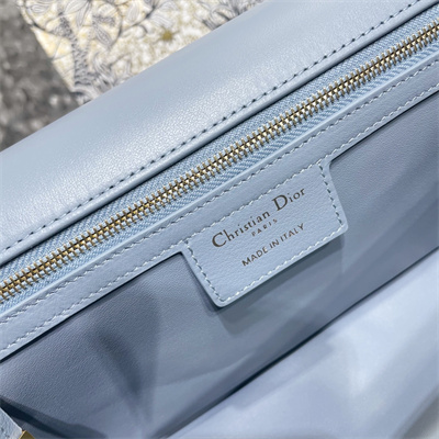 CD Large Di.or Caro Bag Supple Cannage Calfskin Gold Tone Metal Blue